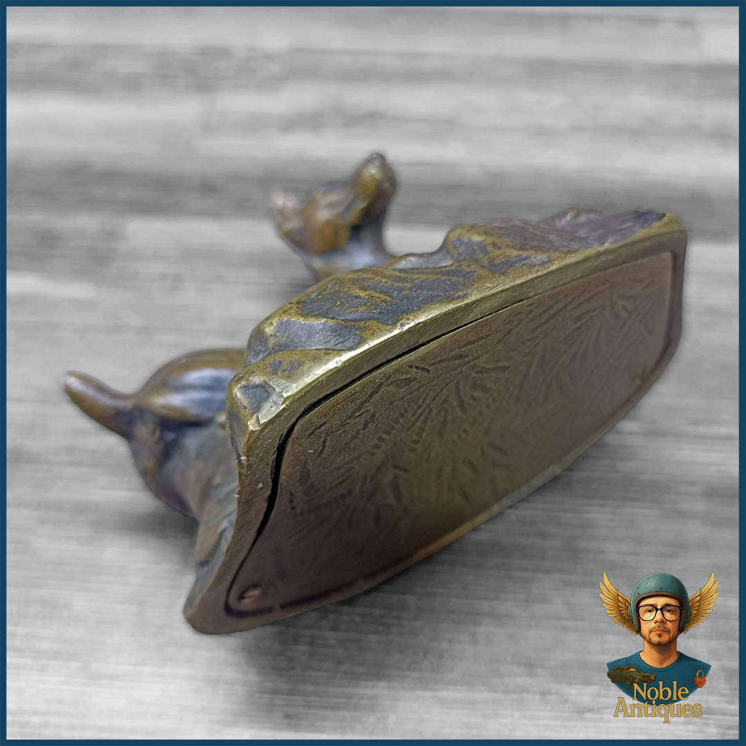 Vintage Bronze Paperweight Sculpture of a Reclining Dog