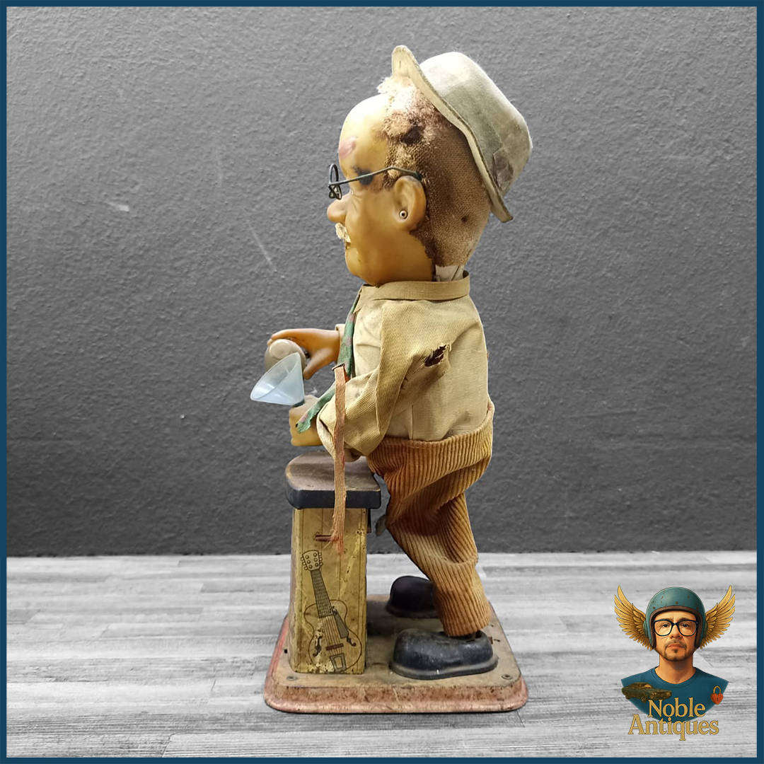 1960s Charley Weaver Bartender battery-operated tin toy Rosko Toys in Japan