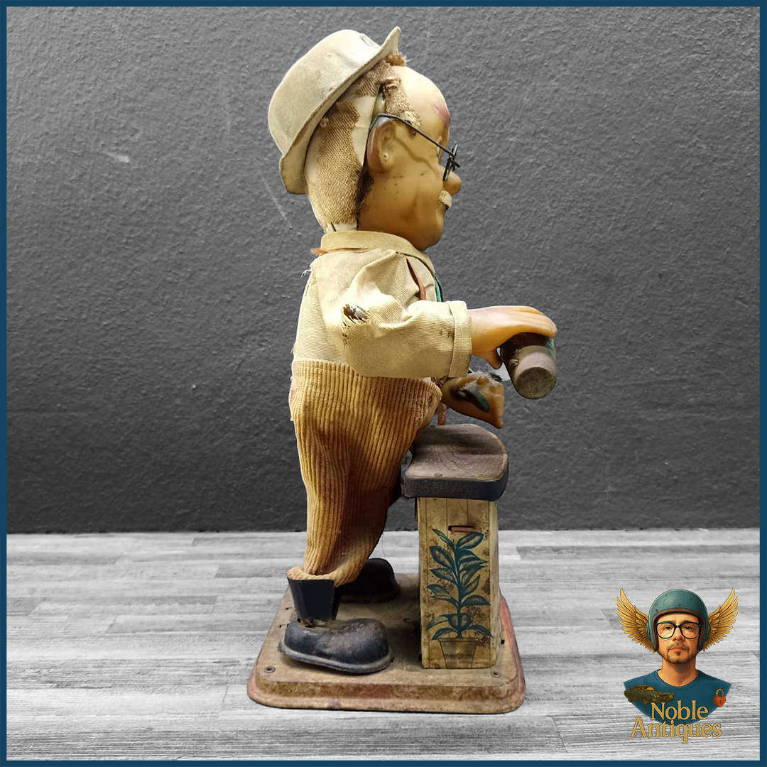 1960s Charley Weaver Bartender battery-operated tin toy Rosko Toys in Japan