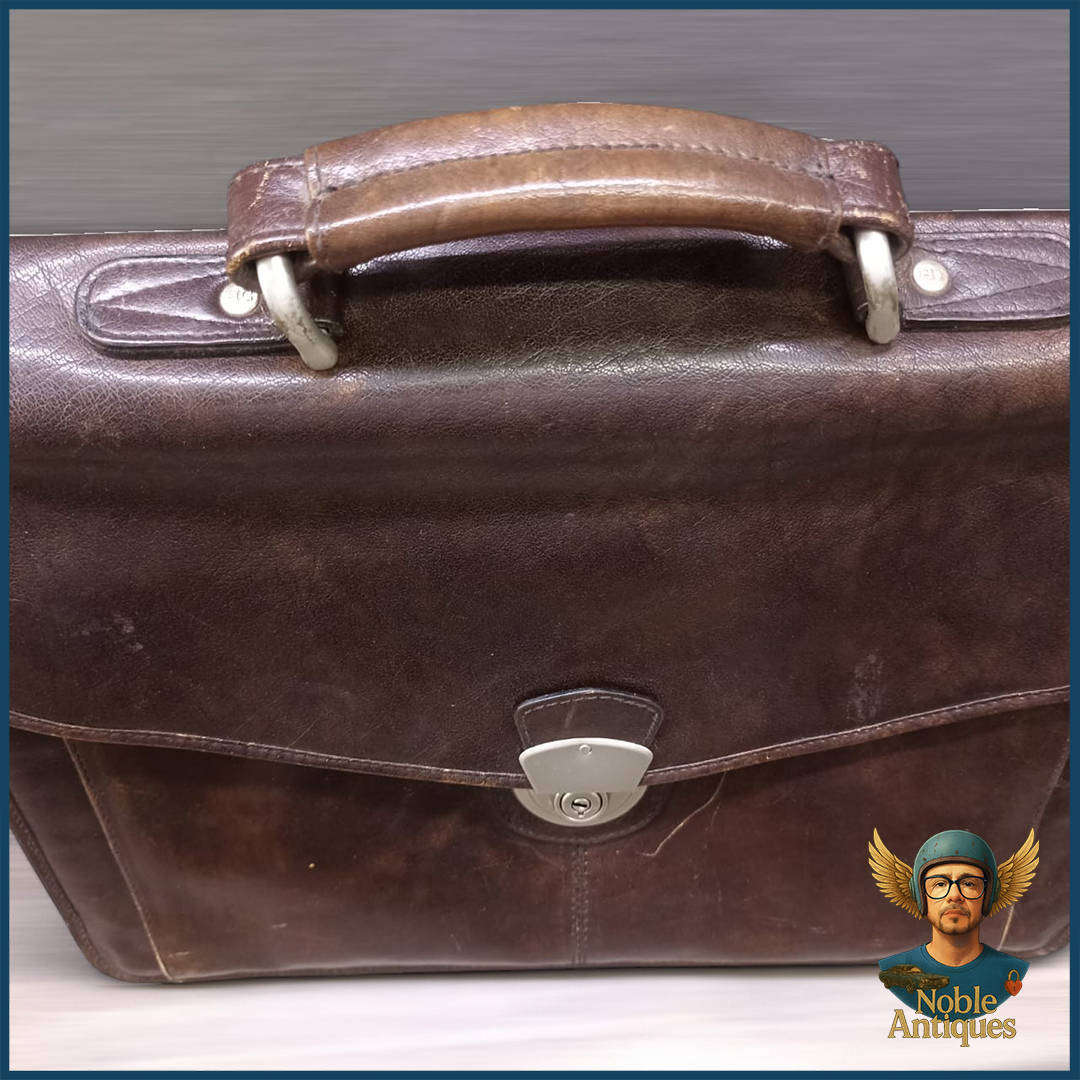 Vintage Genuine Leather Mens Front Lock Business Case Brown