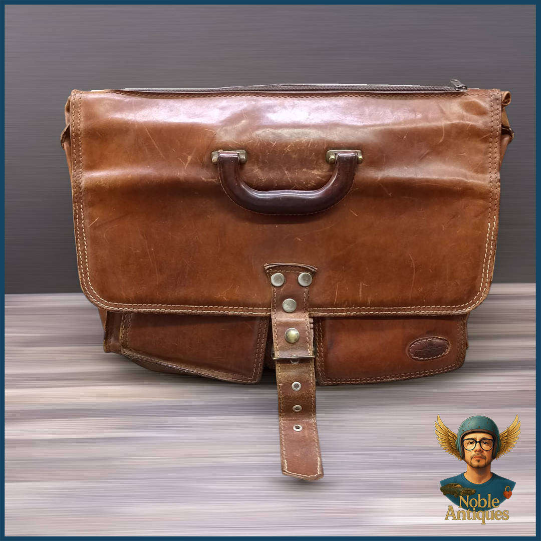 Vintage WINDSOR Genuine Leather Mens Front Lock Business Case Brown