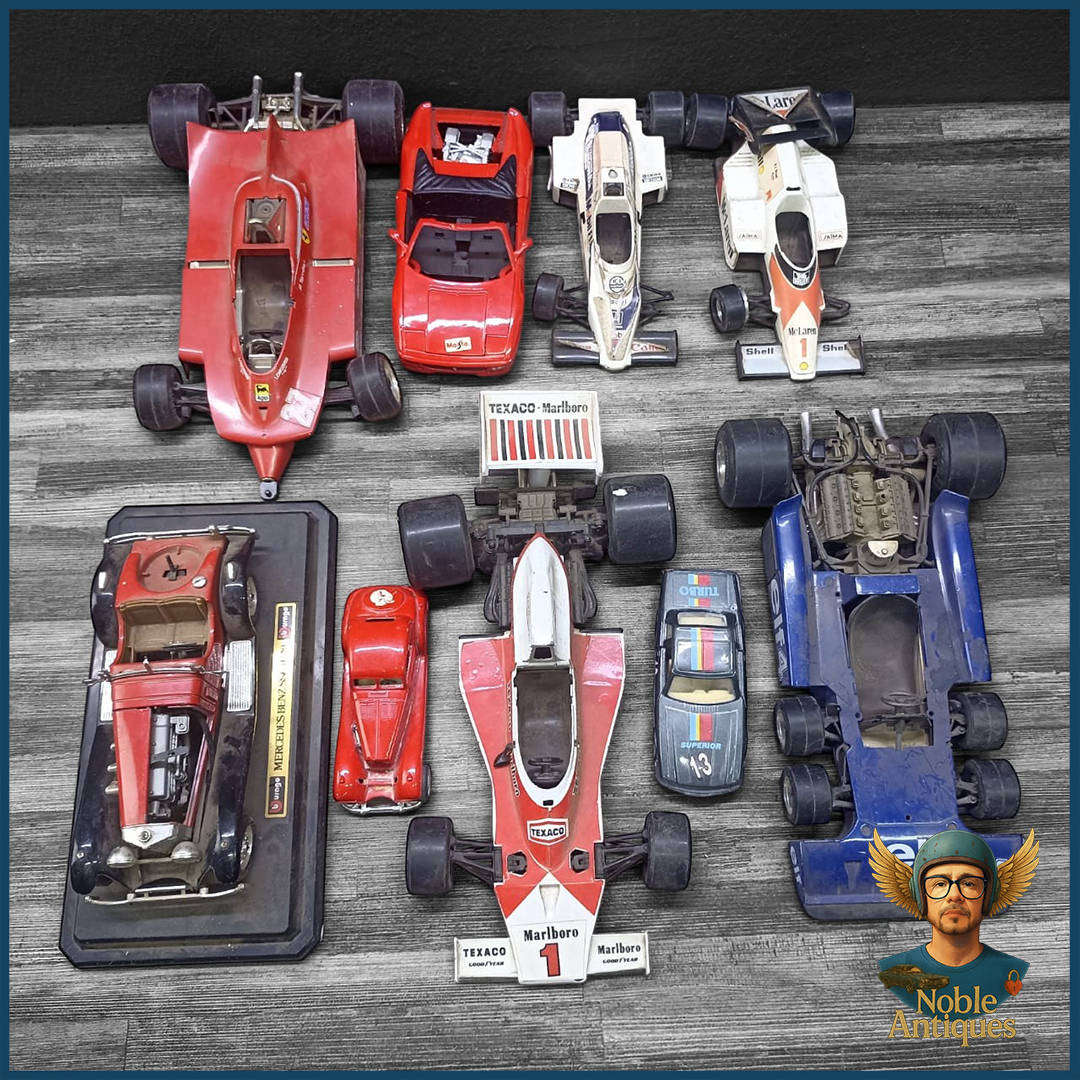 Large Die Cast Formula 1 and other racing car models Scale 1:14 and 1:24 (parts and Display)