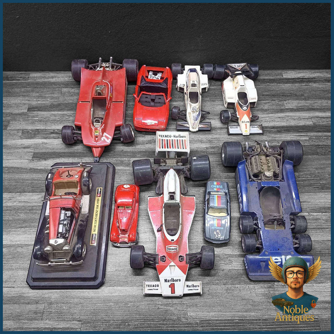 Large Die Cast Formula 1 and other racing car models Scale 1:14 and 1:24 (parts and Display)