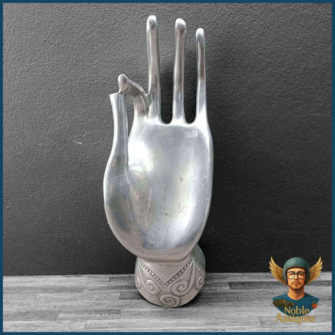 Large 48cm Oriental Polished Cast Aluminum Buddha Hand