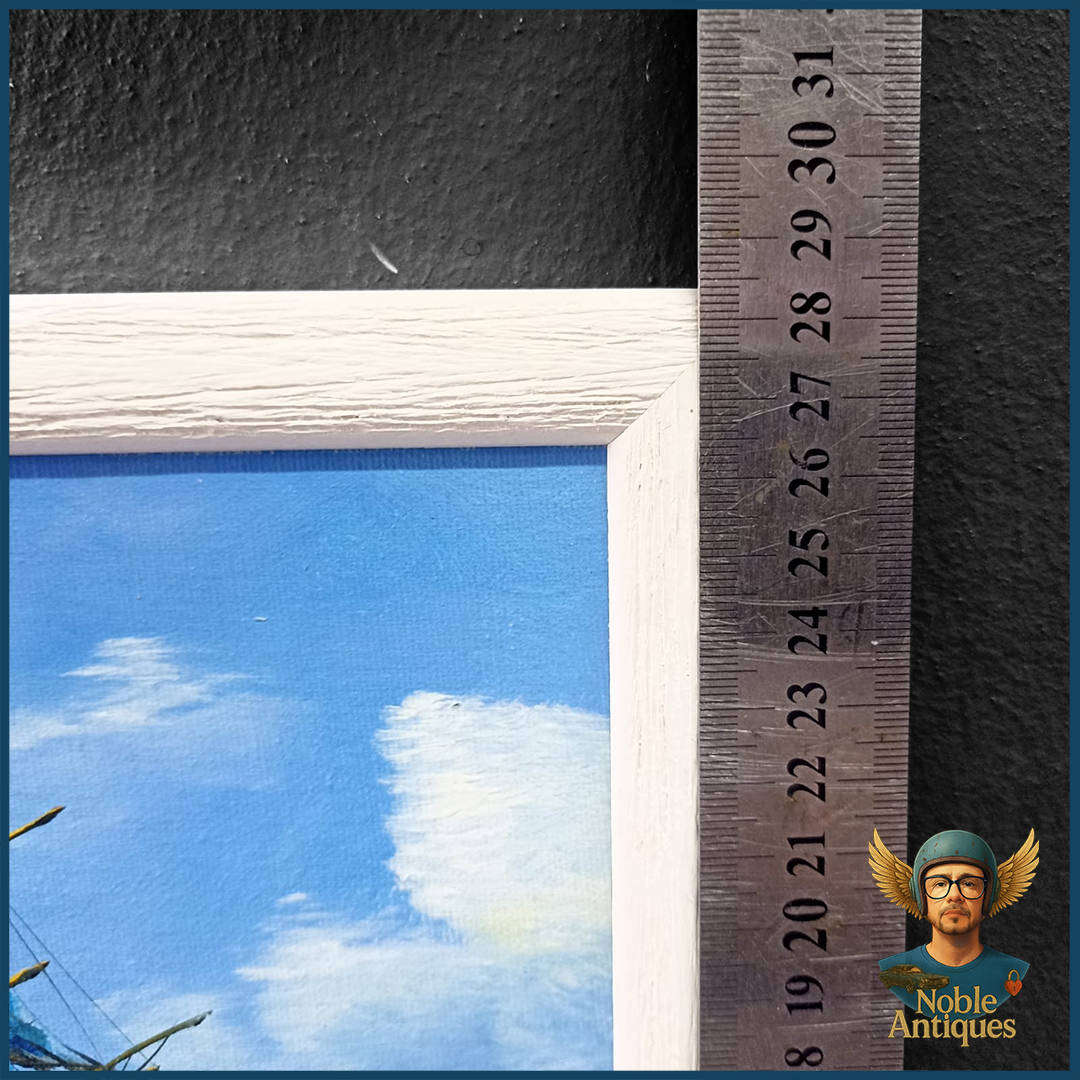 Vintage Framed Oil on Board Depicting A Clipper Ship At Sea P2