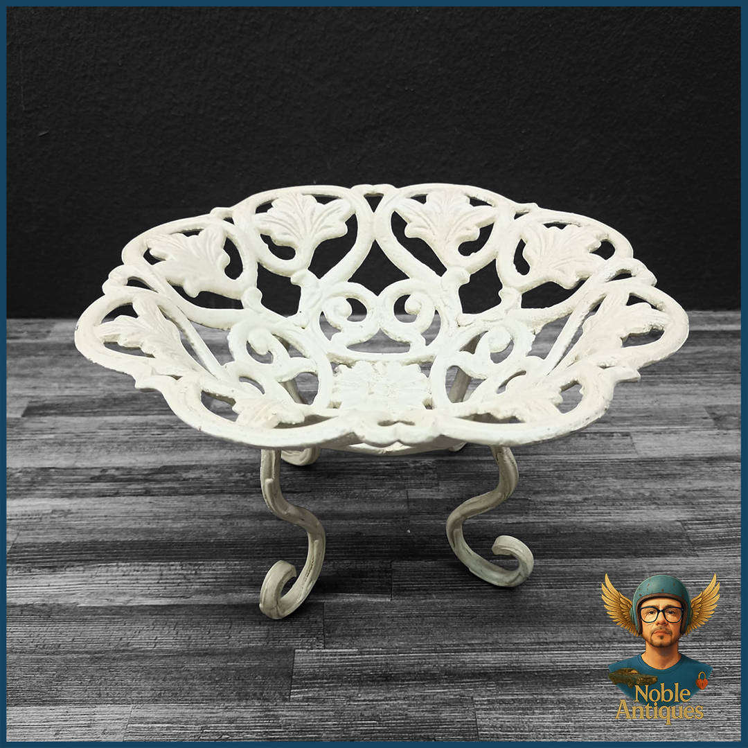 Vintage Victorian Ornate Cast Iron Footed Fruit Basket