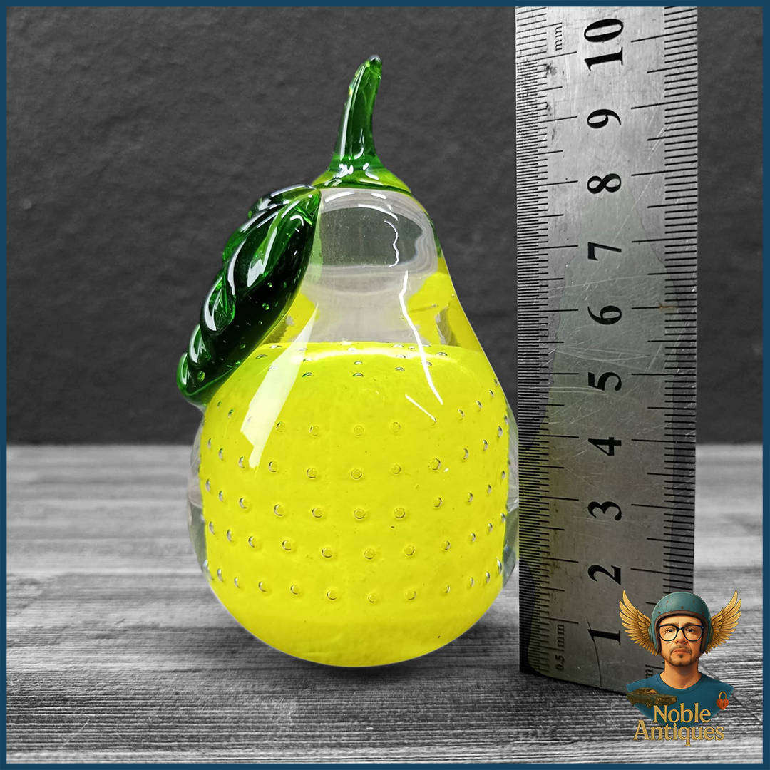 Vintage Hand-Blown Glass Pear Paperweight