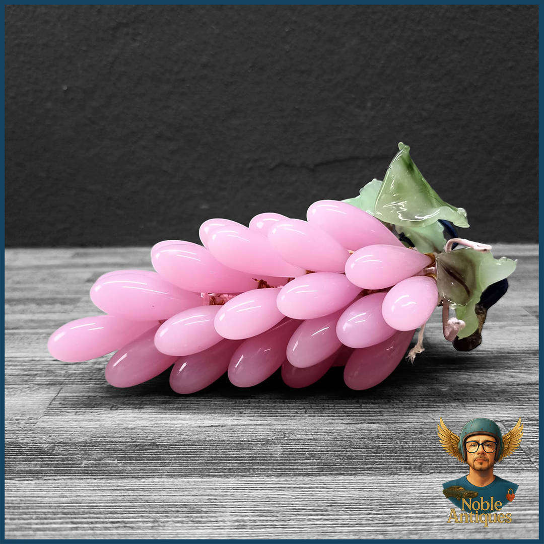 Vintage Venetian Murano Jade Glass Rose Pink Longform Grapes