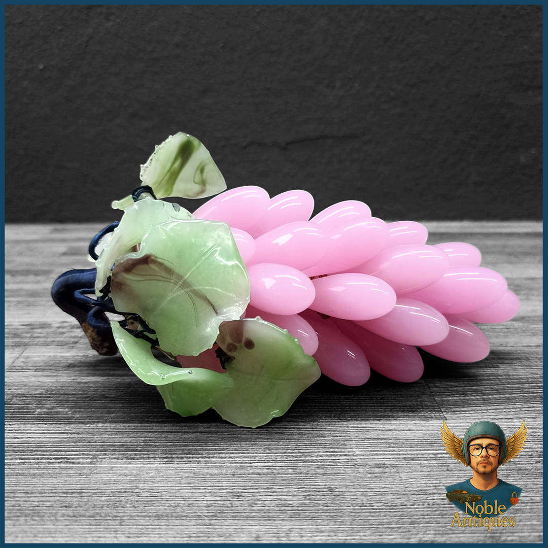 Vintage Venetian Murano Jade Glass Rose Pink Longform Grapes