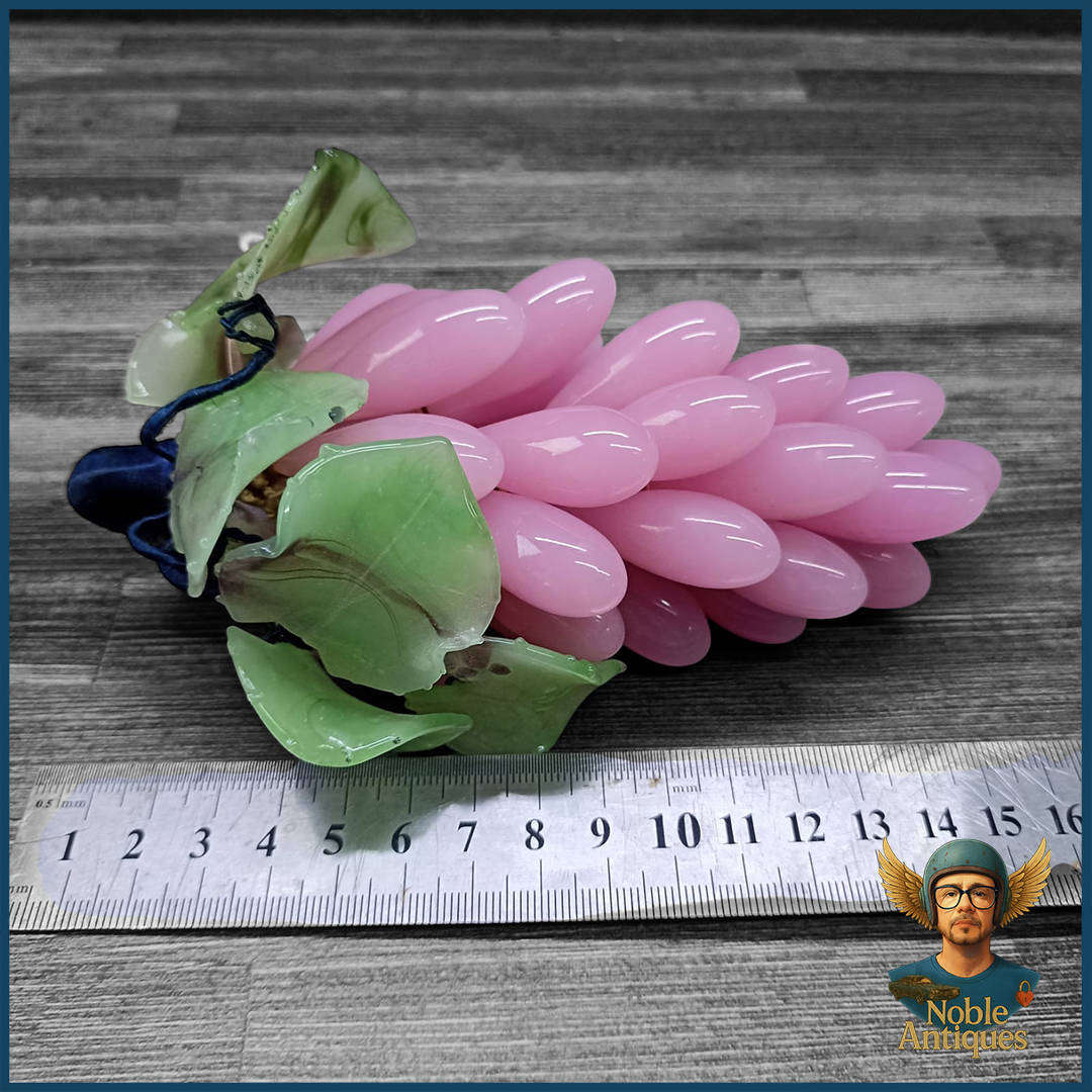 Vintage Venetian Murano Jade Glass Rose Pink Longform Grapes