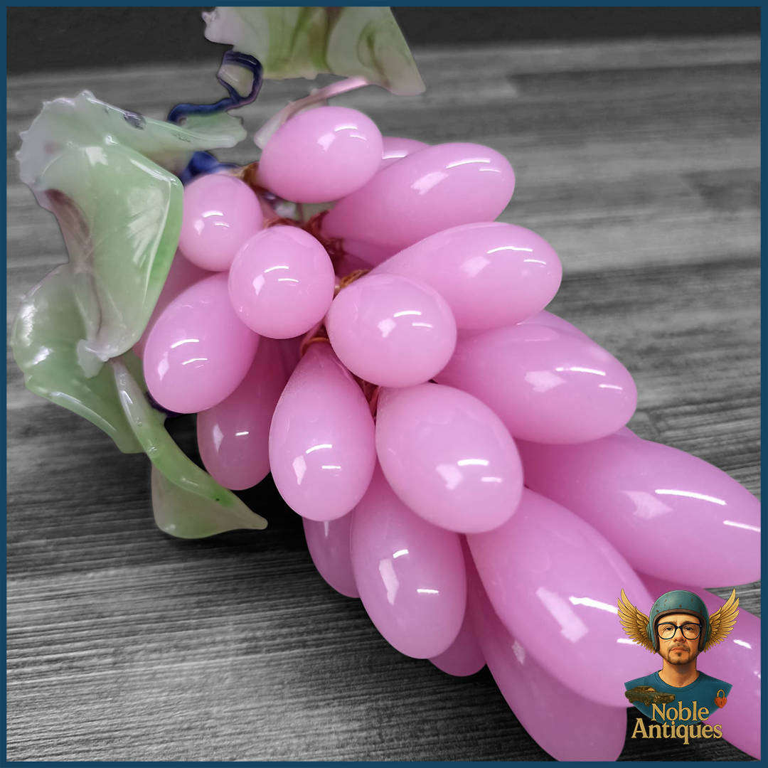 Vintage Venetian Murano Jade Glass Rose Pink Longform Grapes