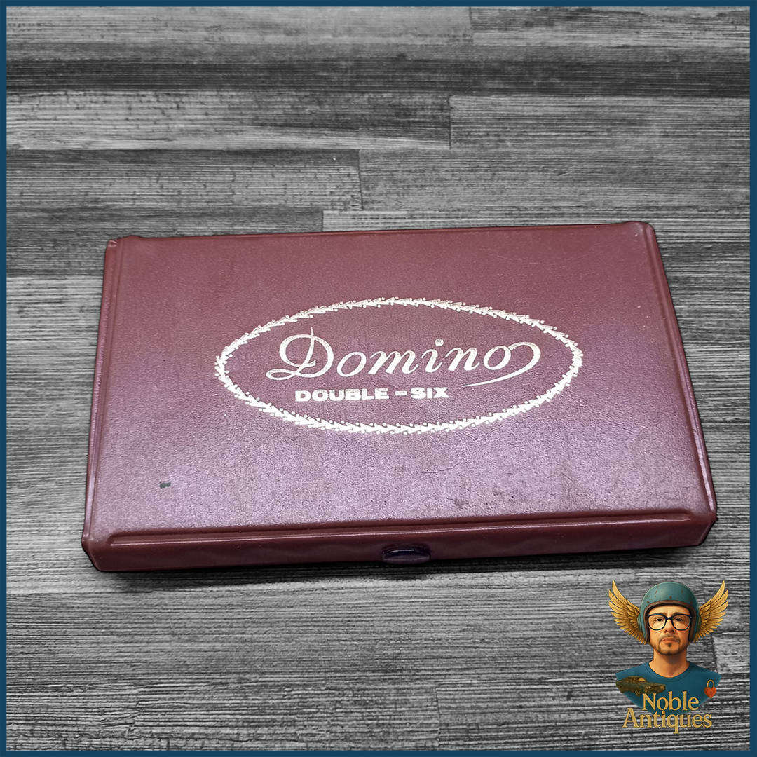 Vintage double-six domino set in a case