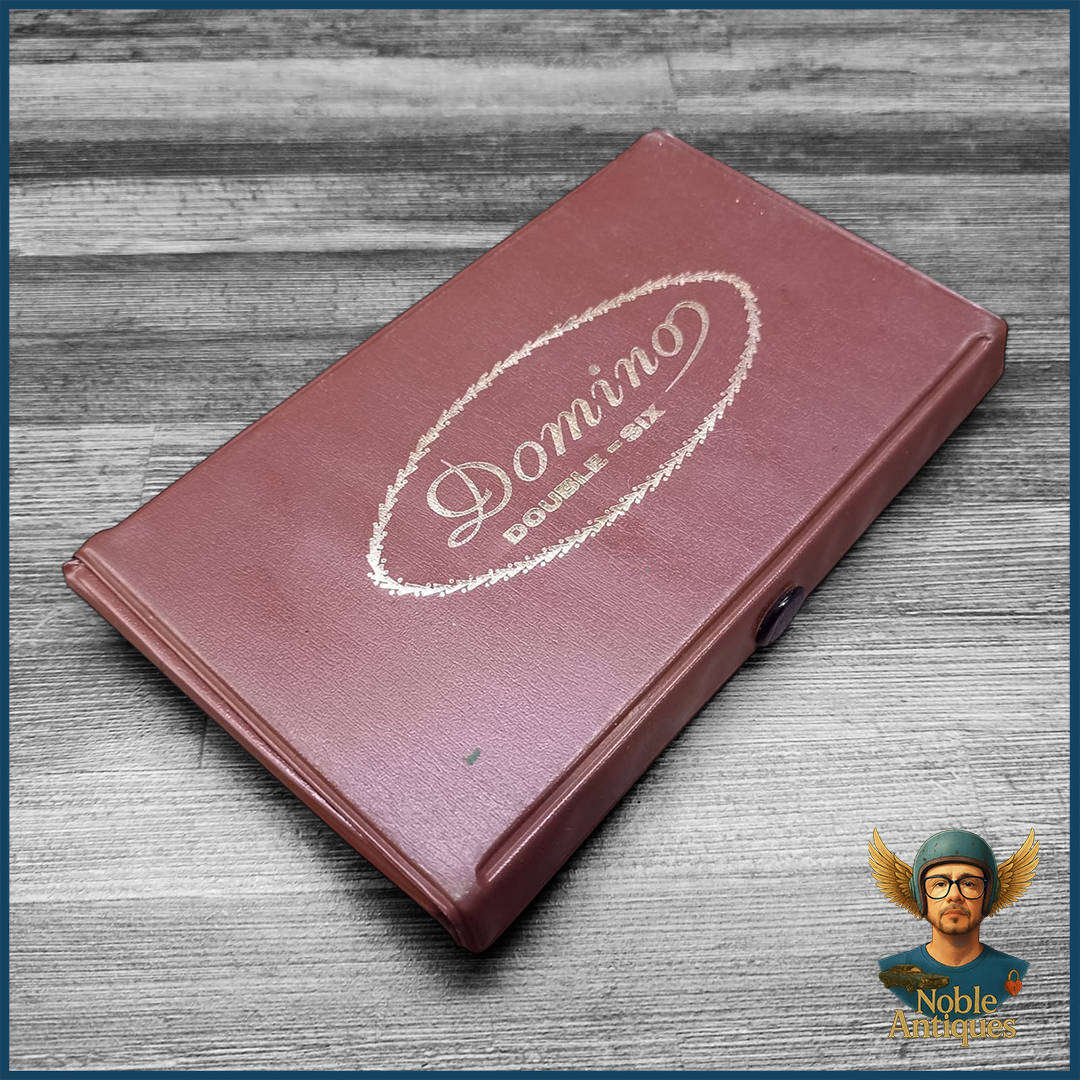 Vintage double-six domino set in a case
