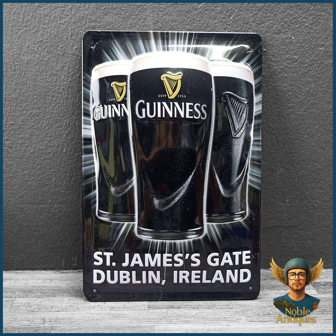 Vintage-style Embossed Guinness Stout Tin Metal Sign
