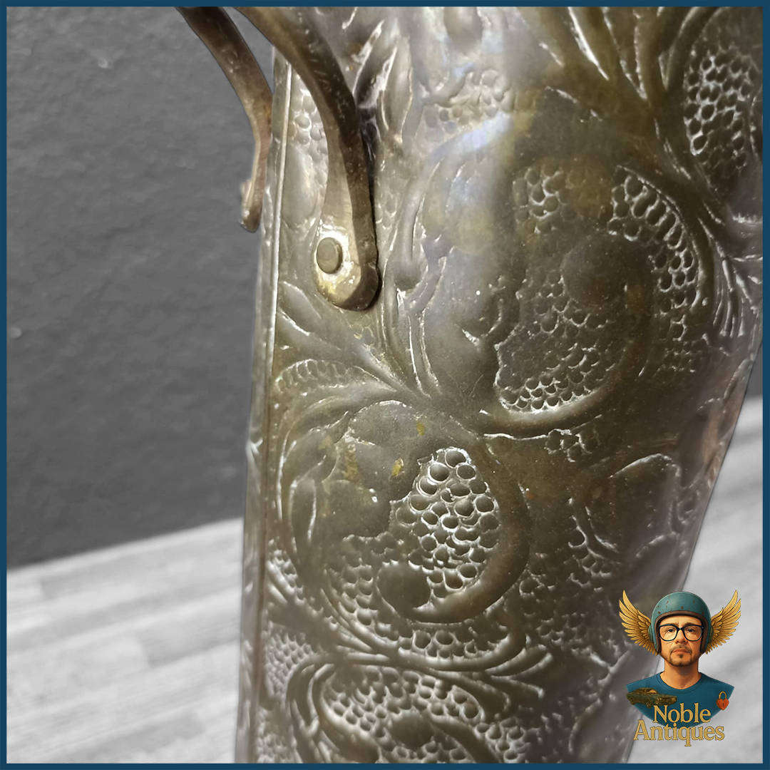 Antique Brass Umbrella Holder With Embossed Patterns