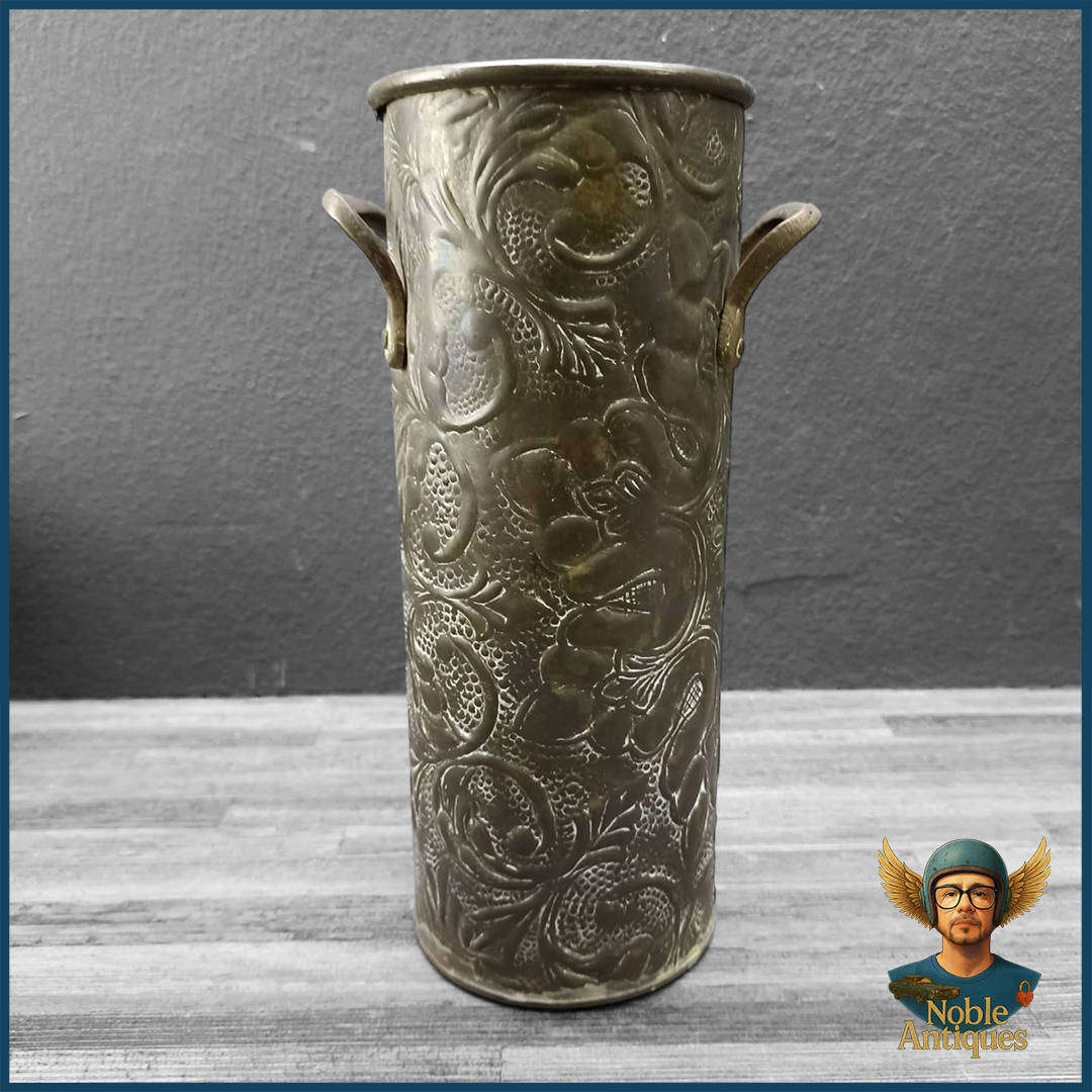 Antique Brass Umbrella Holder With Embossed Patterns