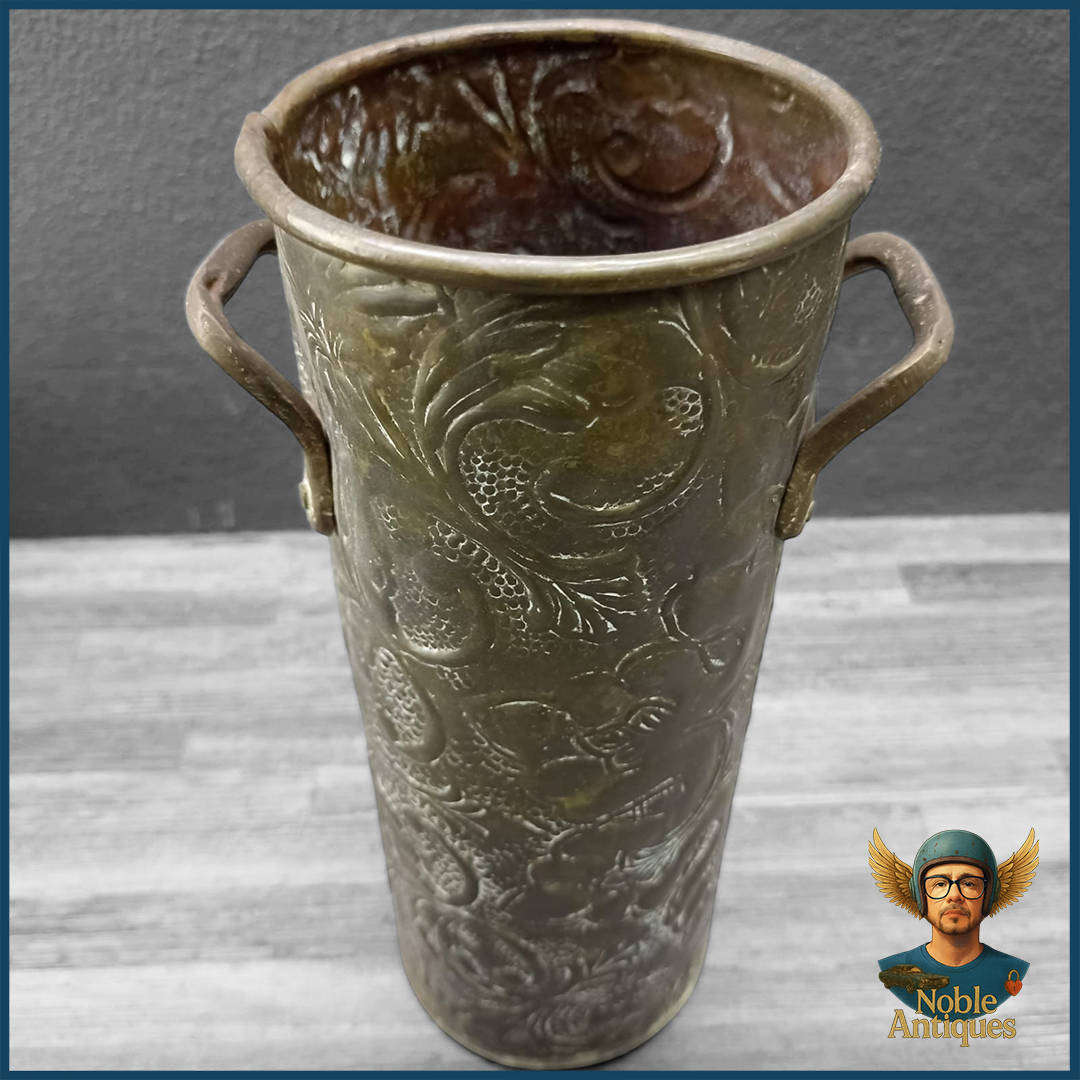Antique Brass Umbrella Holder With Embossed Patterns