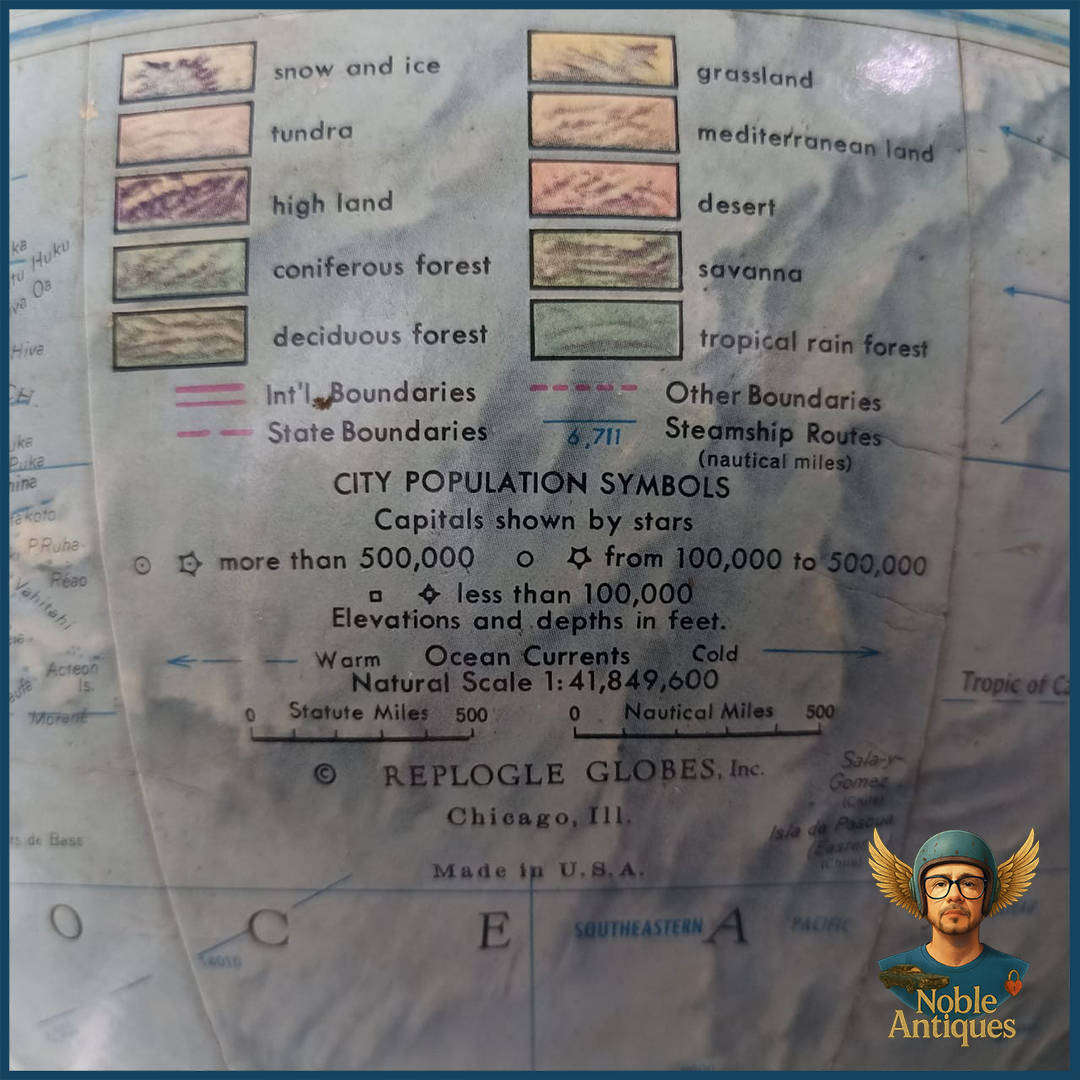 Large Vintage Raised Reader's Digest Great World Globe on Metal Frame and Wood Base