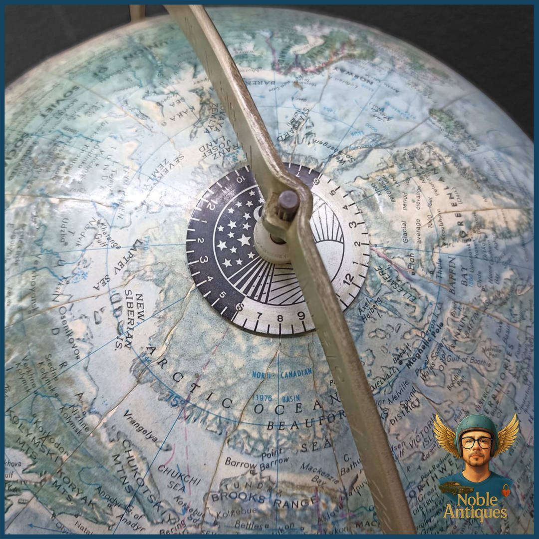 Large Vintage Raised Reader's Digest Great World Globe on Metal Frame and Wood Base