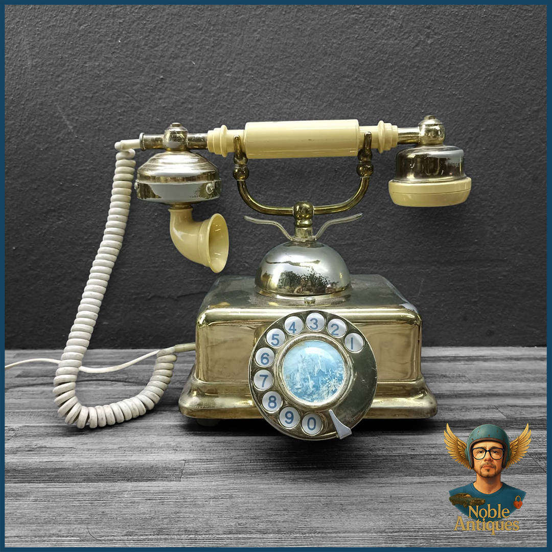 Vintage Brass Retro Rotary Dial Telephone