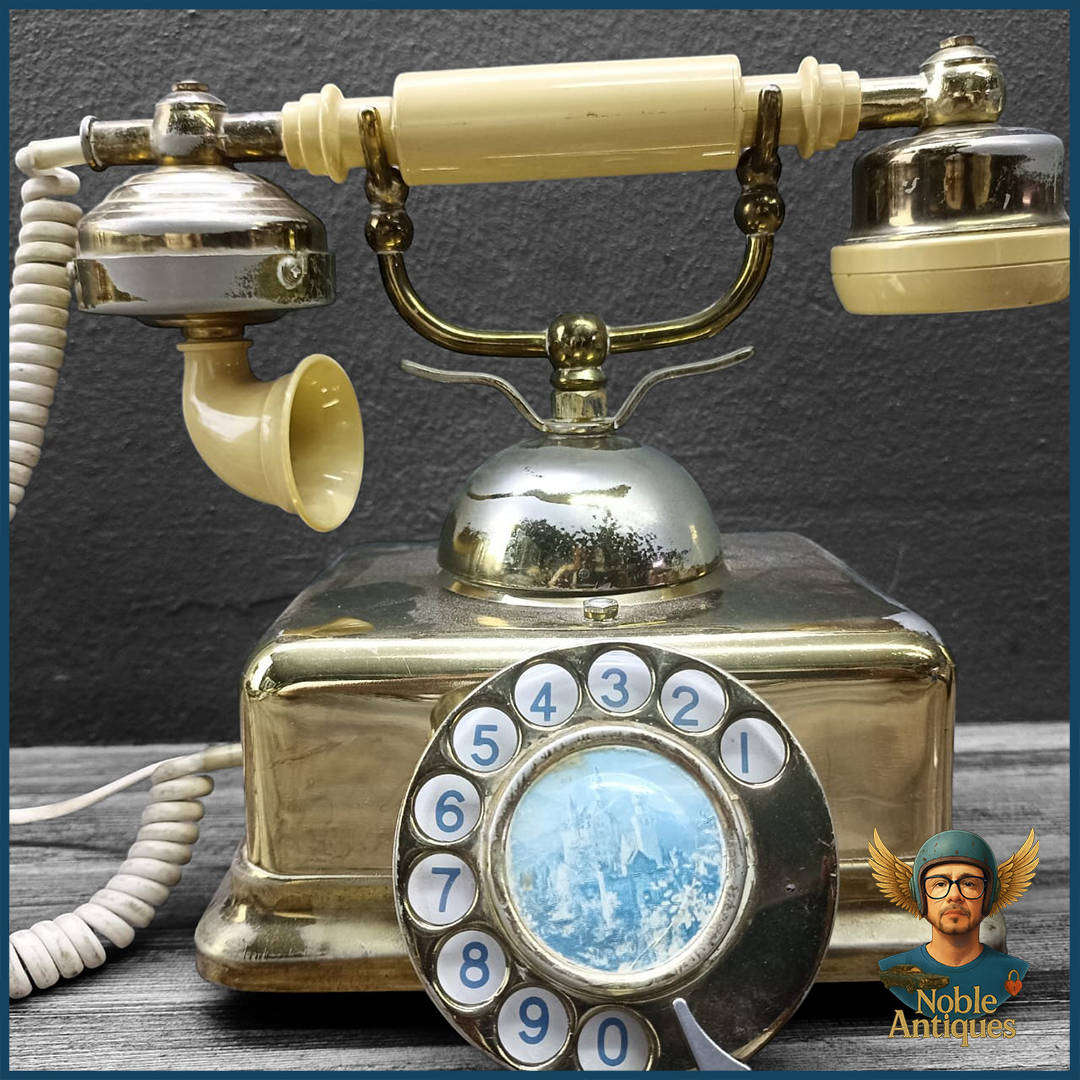 Vintage Brass Retro Rotary Dial Telephone