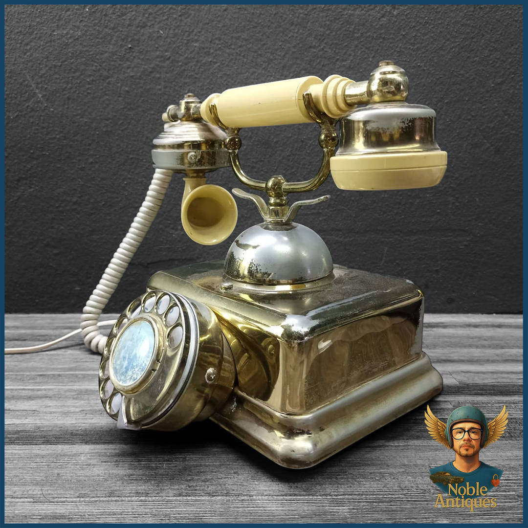 Vintage Brass Retro Rotary Dial Telephone