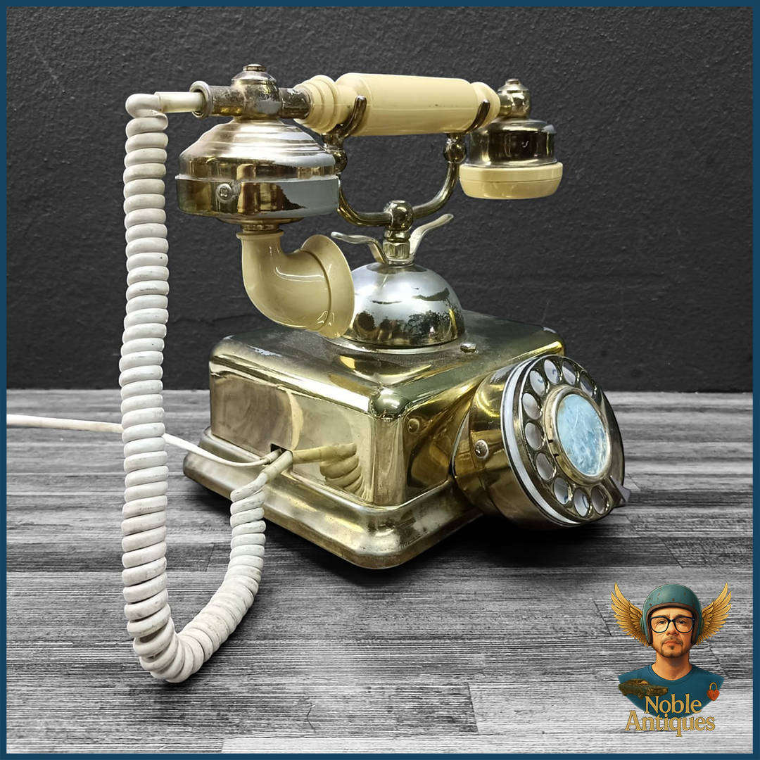 Vintage Brass Retro Rotary Dial Telephone
