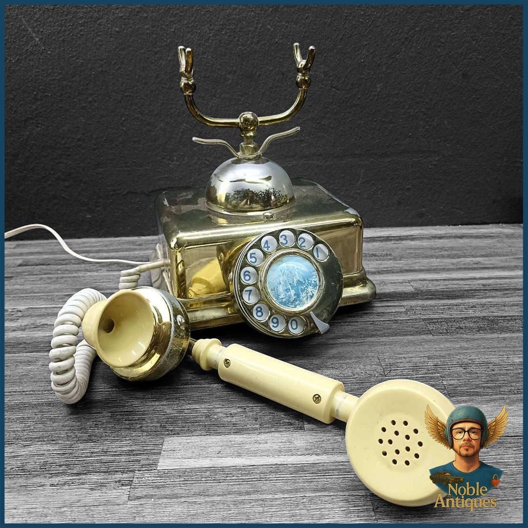 Vintage Brass Retro Rotary Dial Telephone