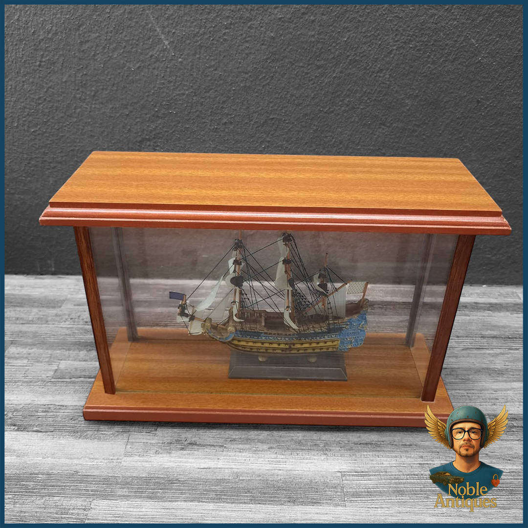 Highly Detailed Wood And Glass Boxed Le Soleil Royal, A Famous 17th-century French Warship