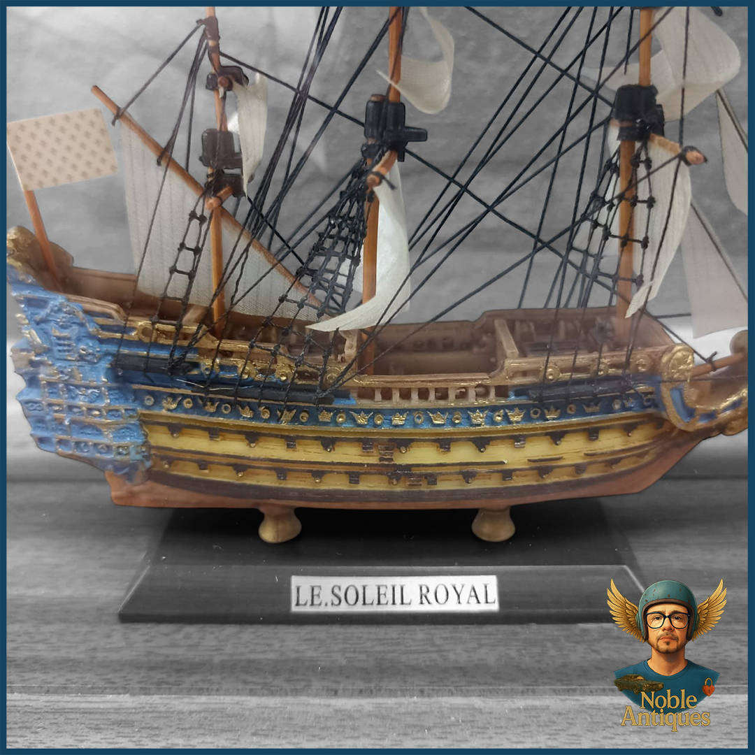 Highly Detailed Wood And Glass Boxed Le Soleil Royal, A Famous 17th-century French Warship
