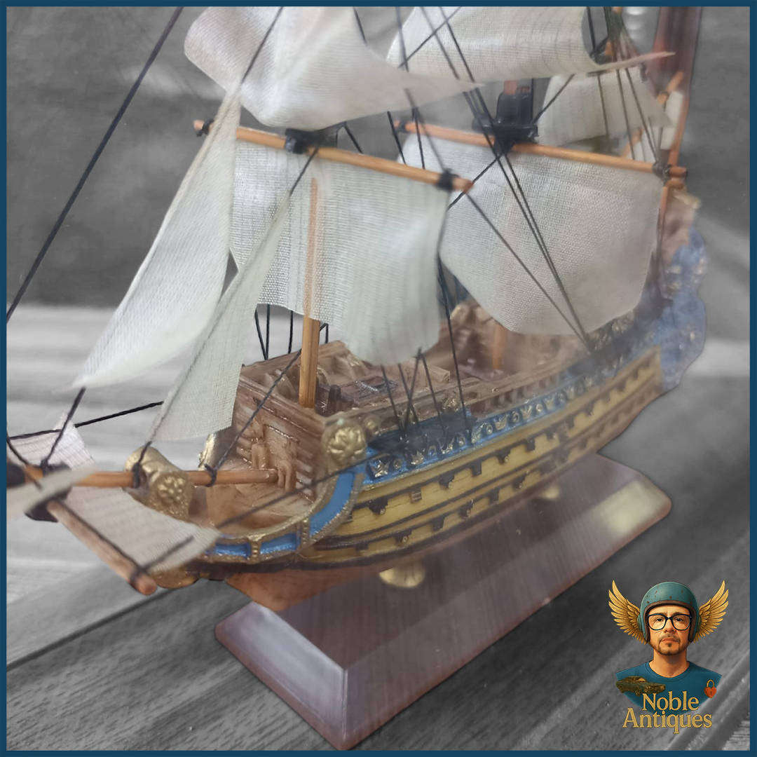 Highly Detailed Wood And Glass Boxed Le Soleil Royal, A Famous 17th-century French Warship