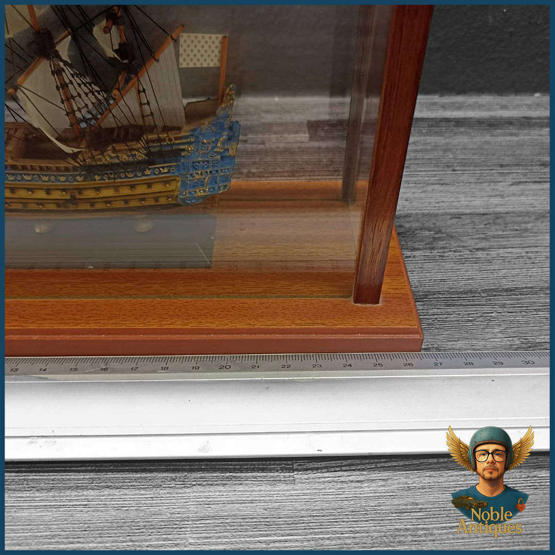 Highly Detailed Wood And Glass Boxed Le Soleil Royal, A Famous 17th-century French Warship