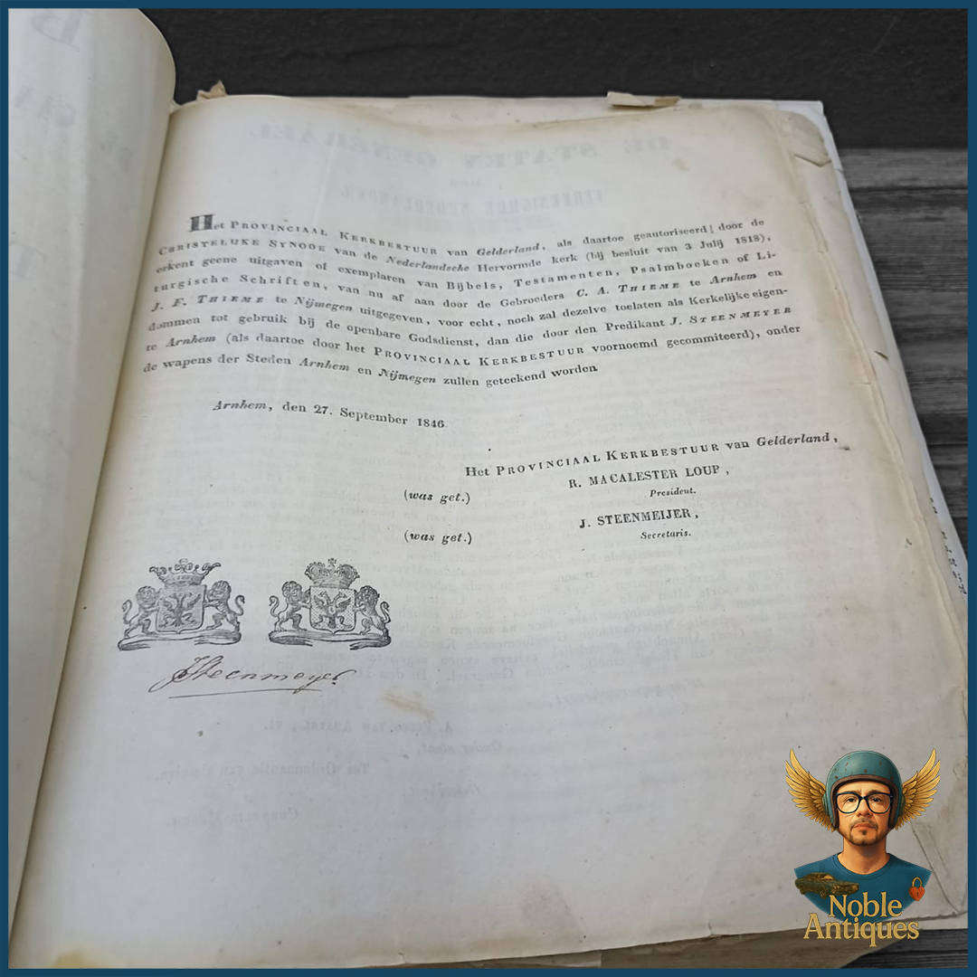 Large Antique Dutch Bible, Printed In 1846 By C. A. Thieme And J. F. Thieme In Arnhem