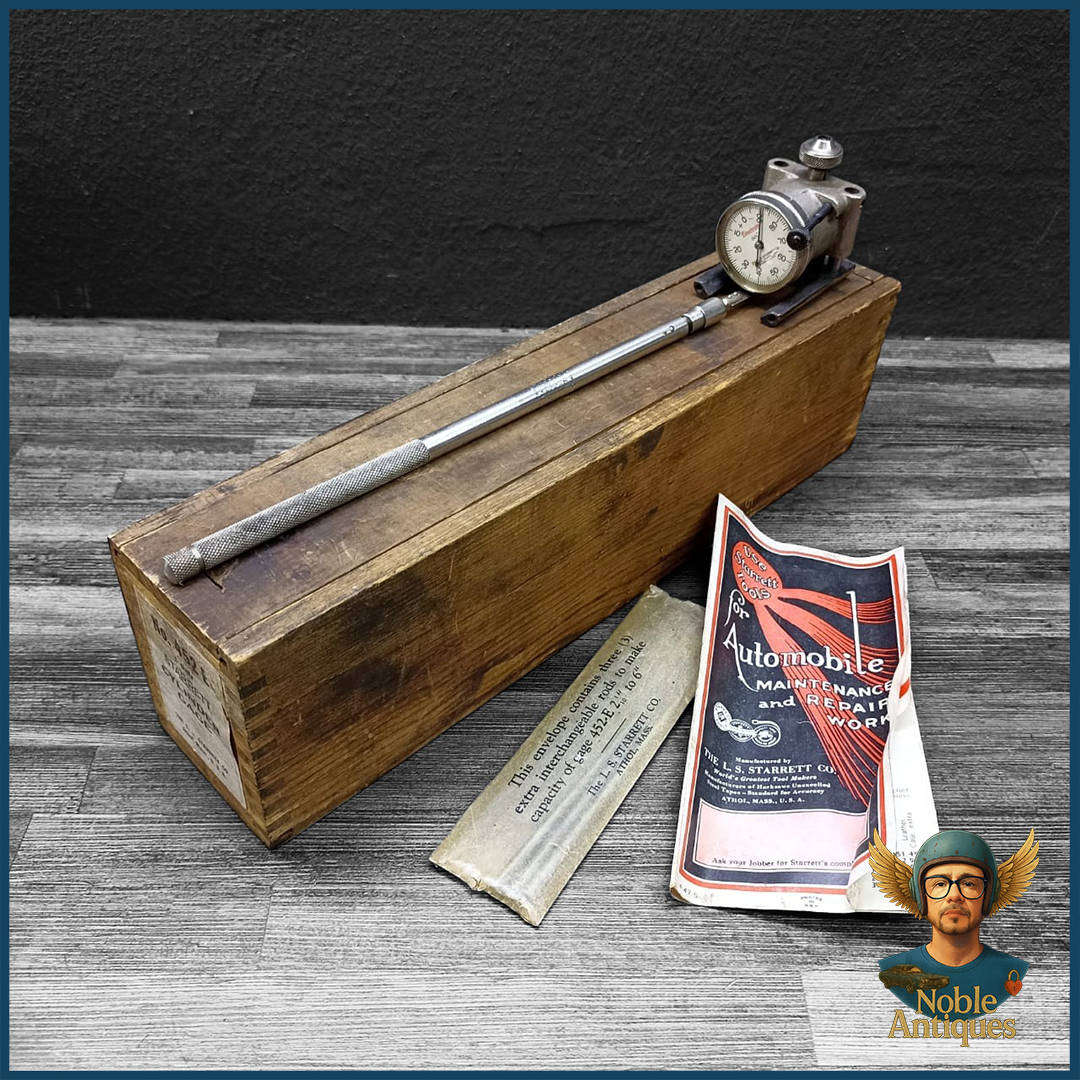 Original Wood Boxed 1930's Starrett 452-E Cylinder Gage