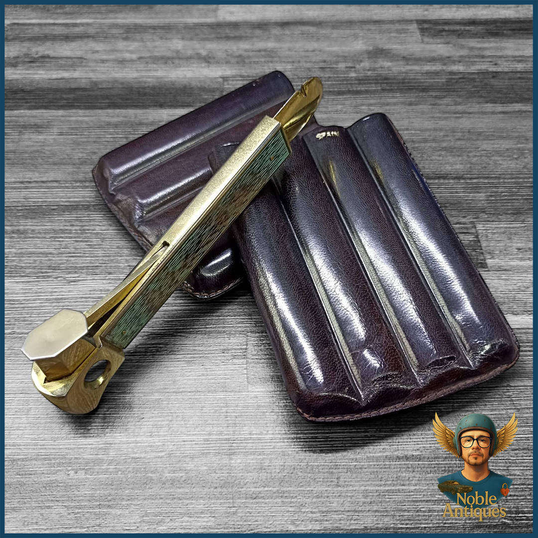 Vintage German Cigar Cutter with Leather Case