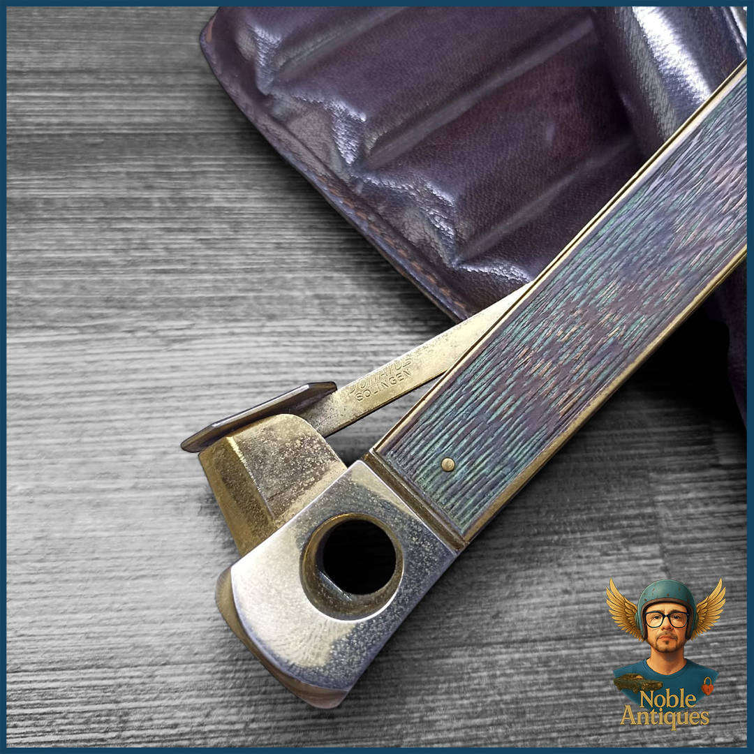 Vintage German Cigar Cutter with Leather Case