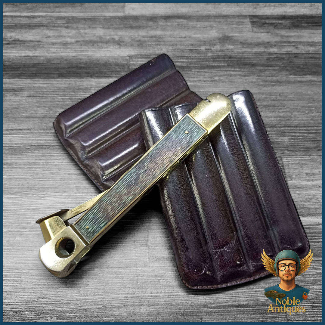 Vintage German Cigar Cutter with Leather Case