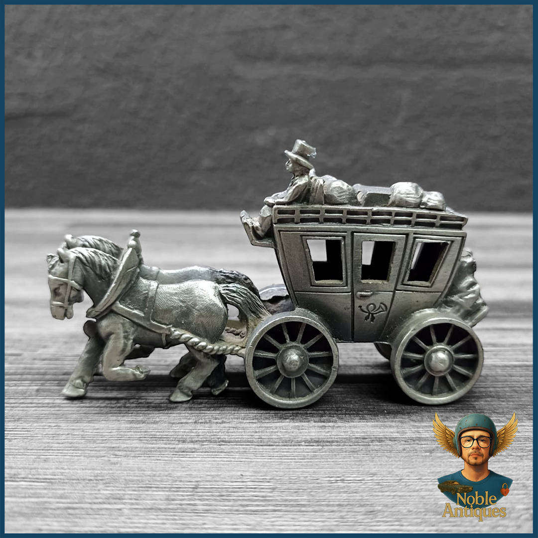 Horse & Carriage Pewter Metal Art Figurine