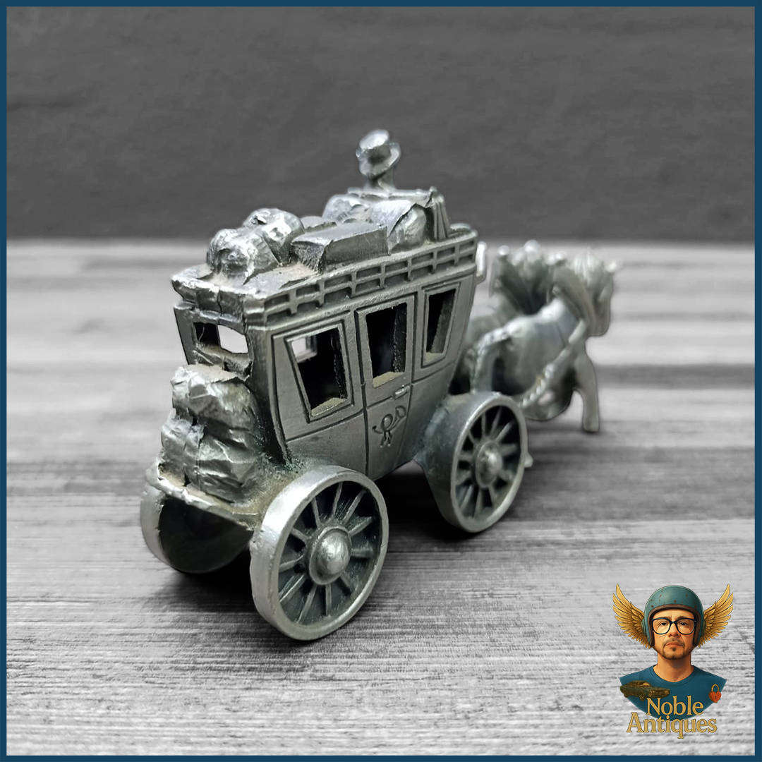 Horse & Carriage Pewter Metal Art Figurine
