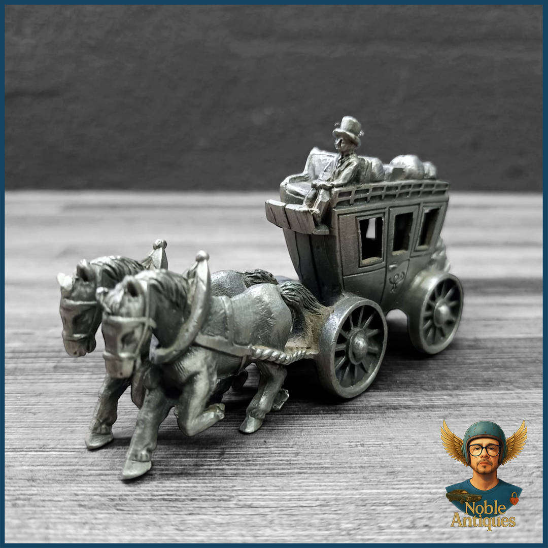 Horse & Carriage Pewter Metal Art Figurine