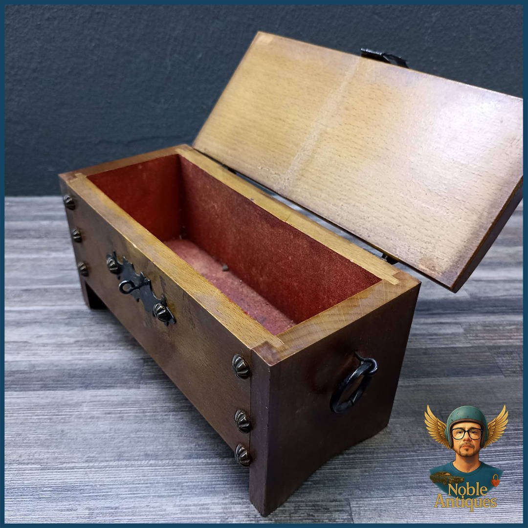 Vintage Treasure Chest Wooden Trinket Or Jewelry Box