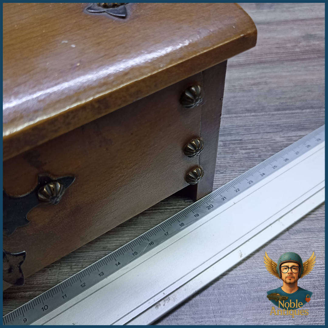 Vintage Treasure Chest Wooden Trinket Or Jewelry Box