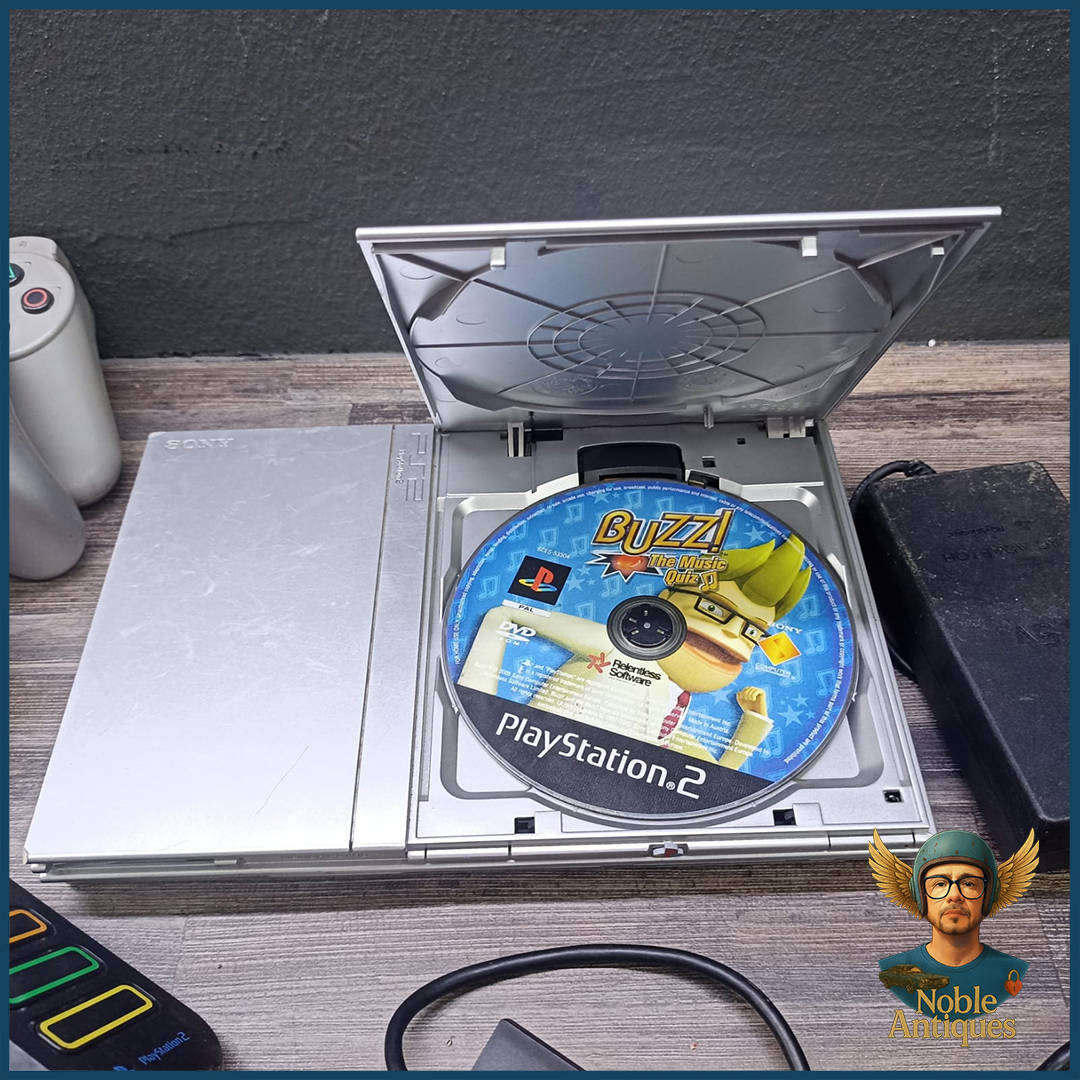 Woking PS2 Console, Three Remotes and Extras