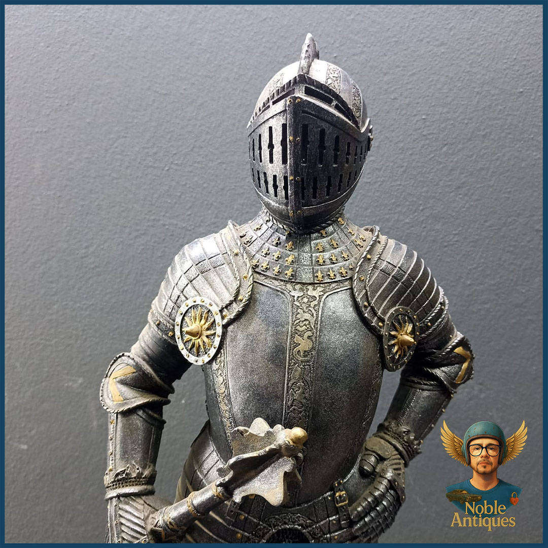 Large 58cm Resin 16th-century Tournament Knight In Full Armour