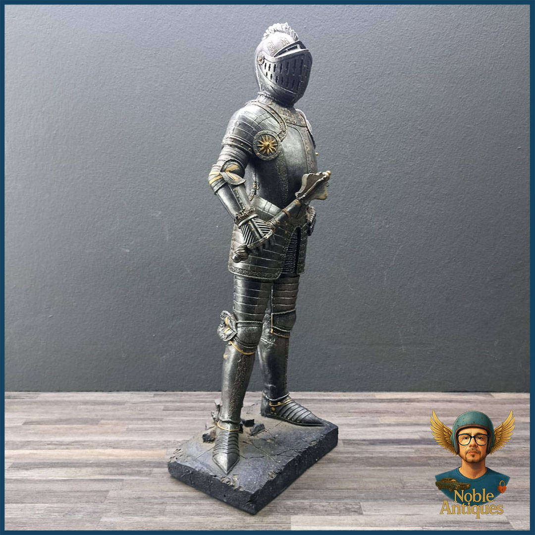 Large 58cm Resin 16th-century Tournament Knight In Full Armour