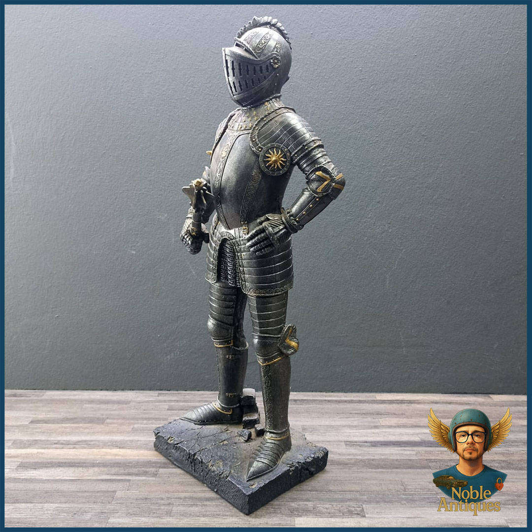 Large 58cm Resin 16th-century Tournament Knight In Full Armour