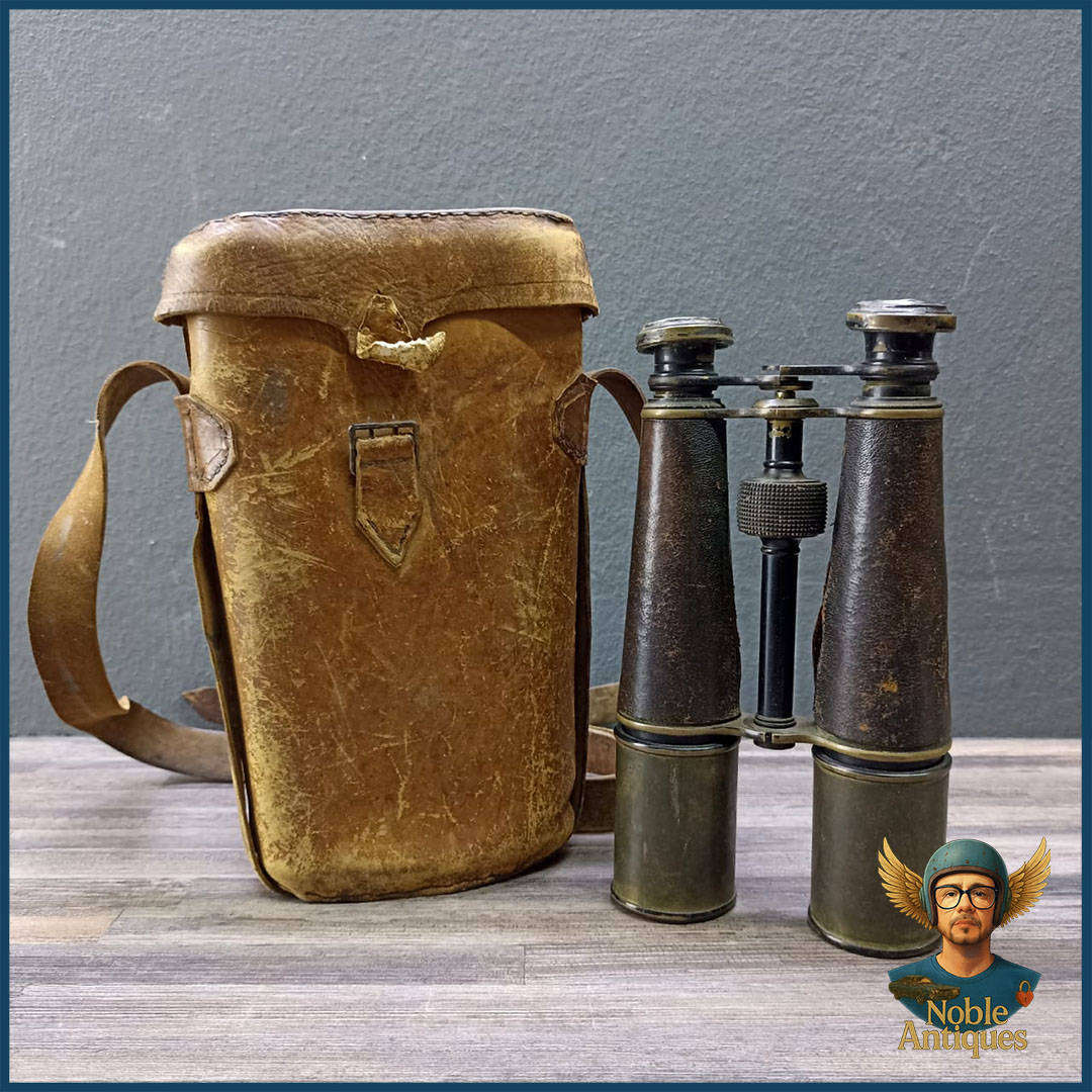 WWI Antique Field Binoculars With Original Leather Case