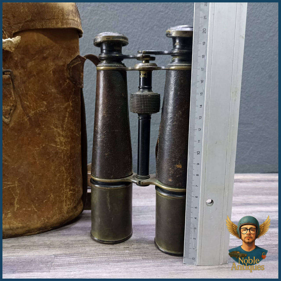 WWI Antique Field Binoculars With Original Leather Case