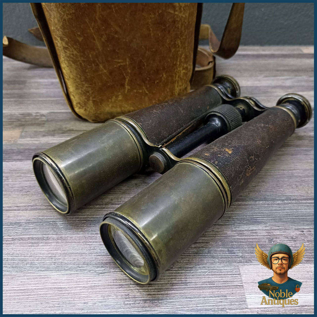 WWI Antique Field Binoculars With Original Leather Case