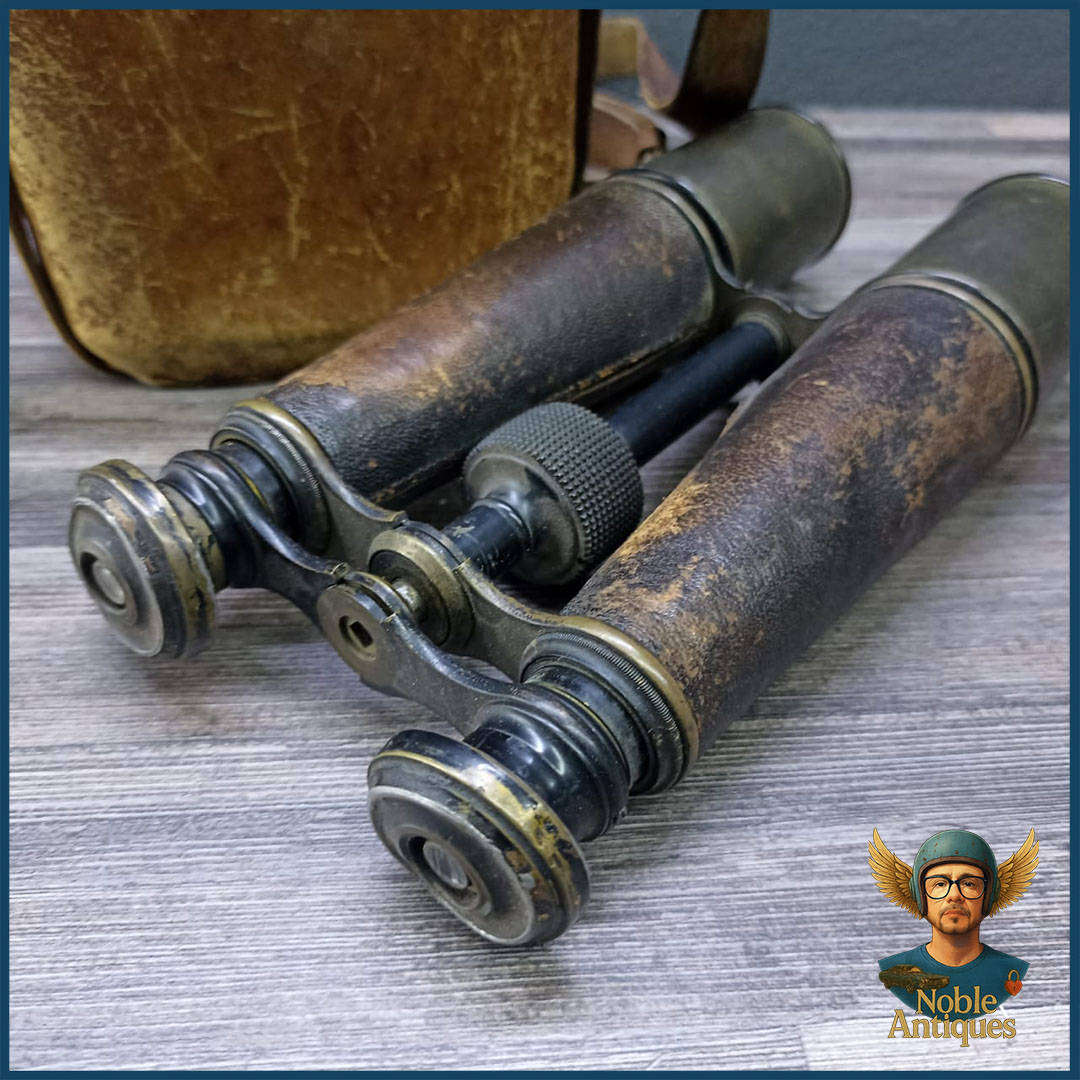 WWI Antique Field Binoculars With Original Leather Case